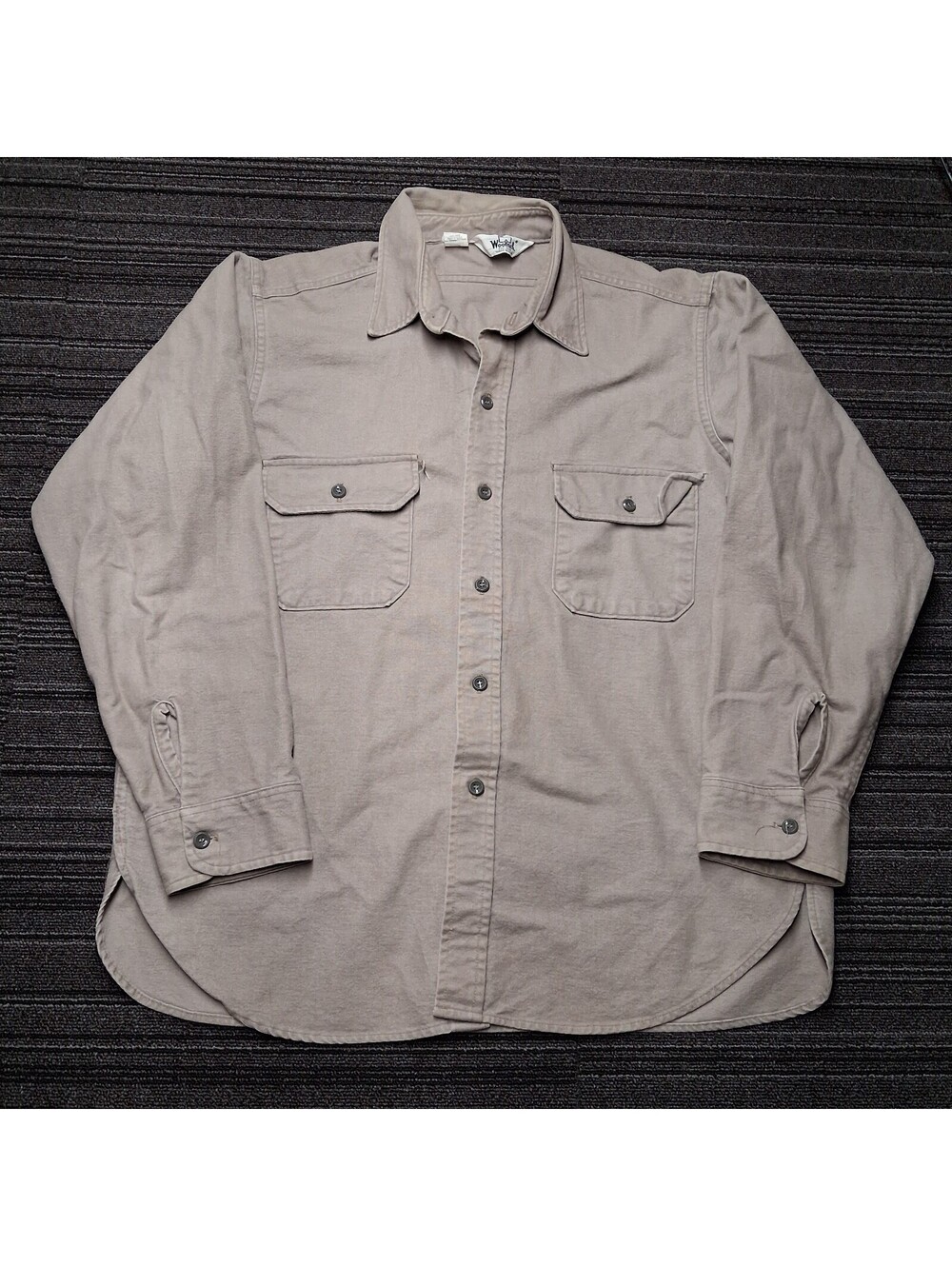 Vintage Woolrich Sportsman Chamois Cloth Shirt Mens XL Beige Heavyweight